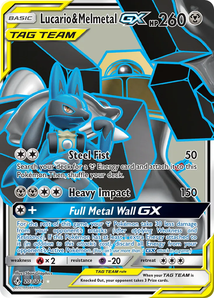 Lucario & Melmetal-GX — Unbroken Bonds 203 Pokémon card