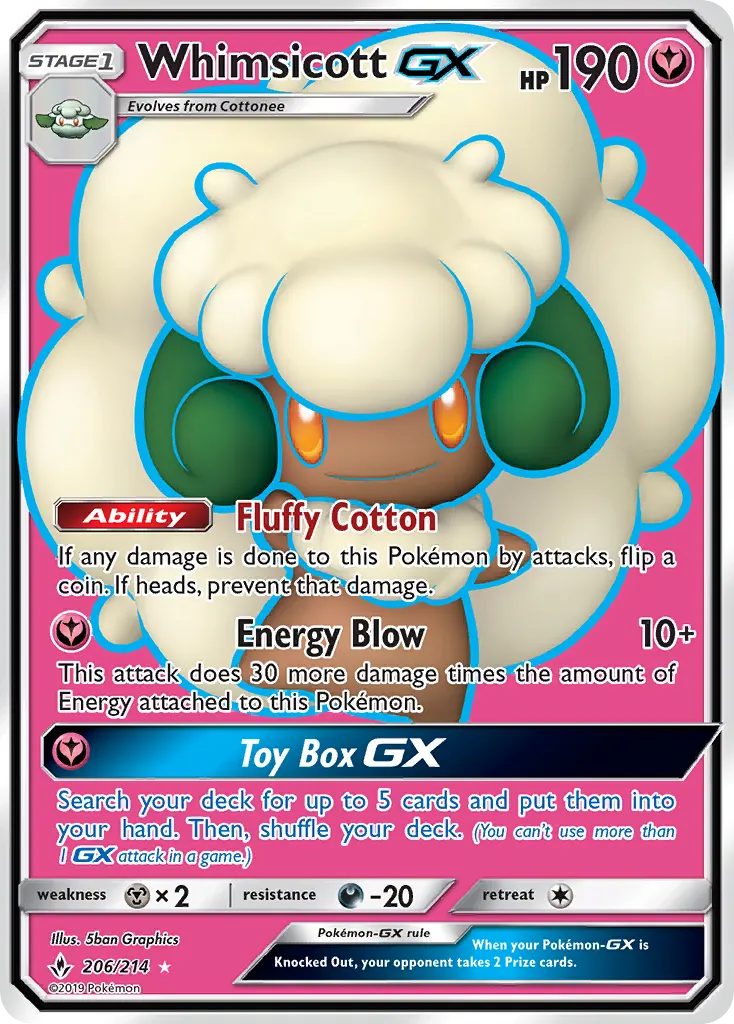 Whimsicott-GX — Unbroken Bonds 206 Pokémon card