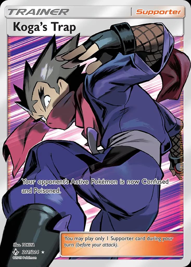 Koga's Trap — Unbroken Bonds 211 Pokémon card