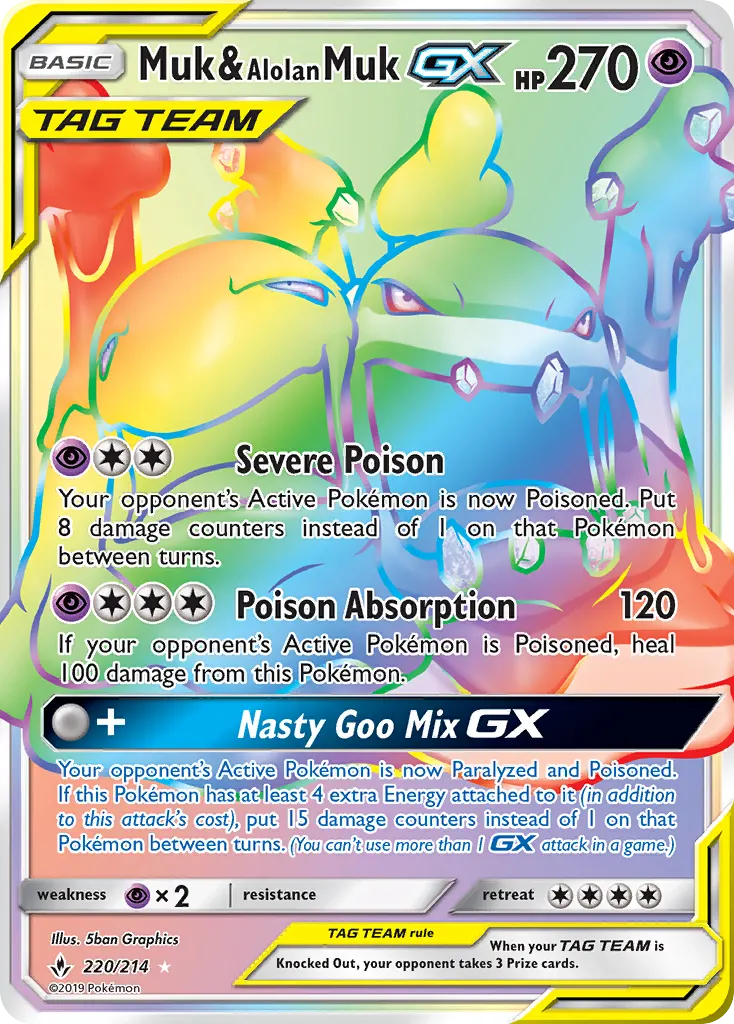 Muk & Alolan Muk-GX — Unbroken Bonds 220 Pokémon card