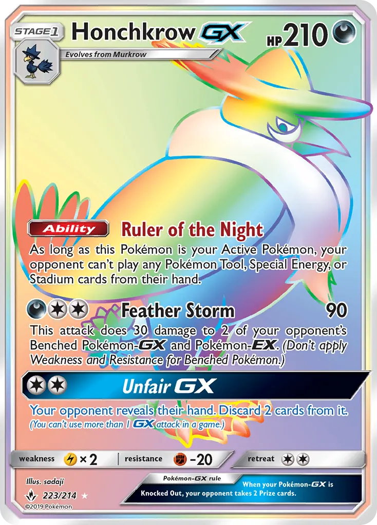 Honchkrow-GX — Unbroken Bonds 223 Pokémon card