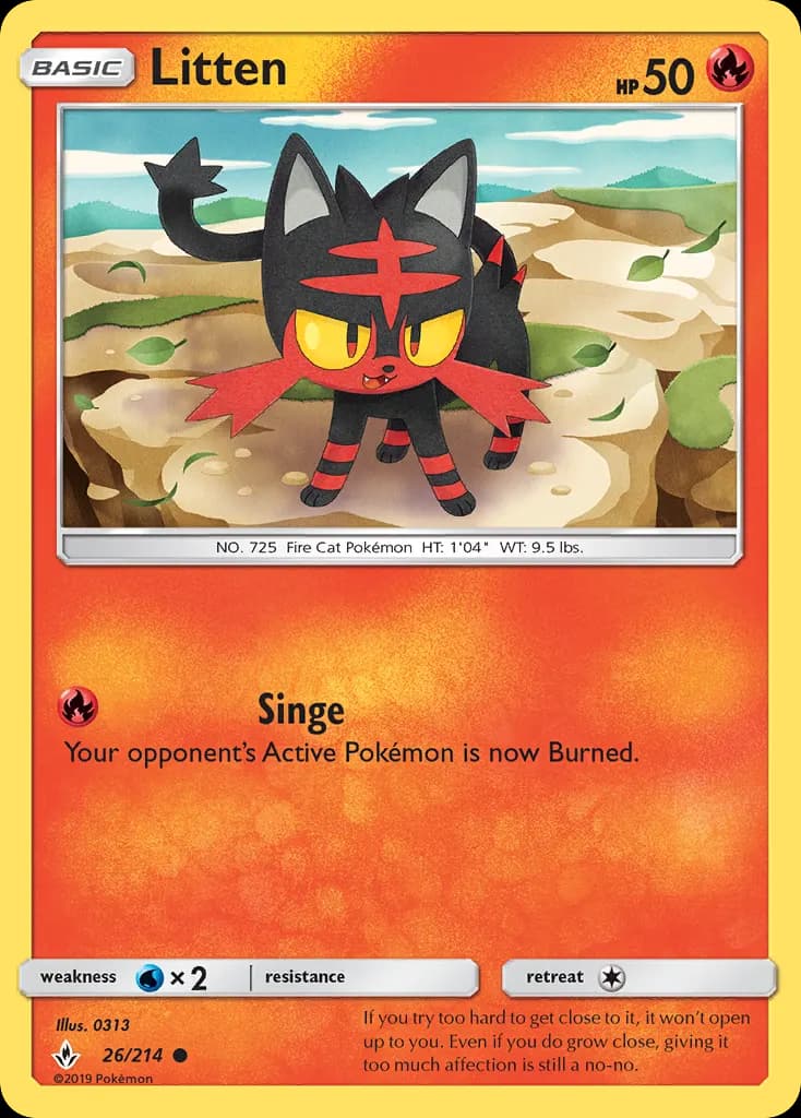 Litten — Unbroken Bonds 26 Pokémon card