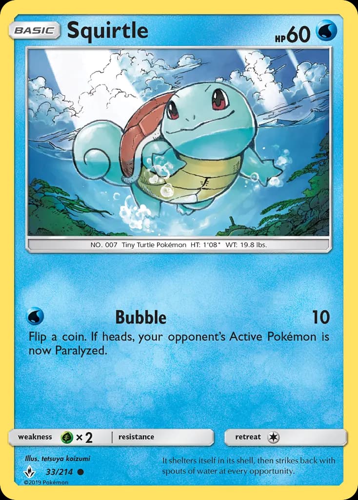 Squirtle — Unbroken Bonds 33 Pokémon card