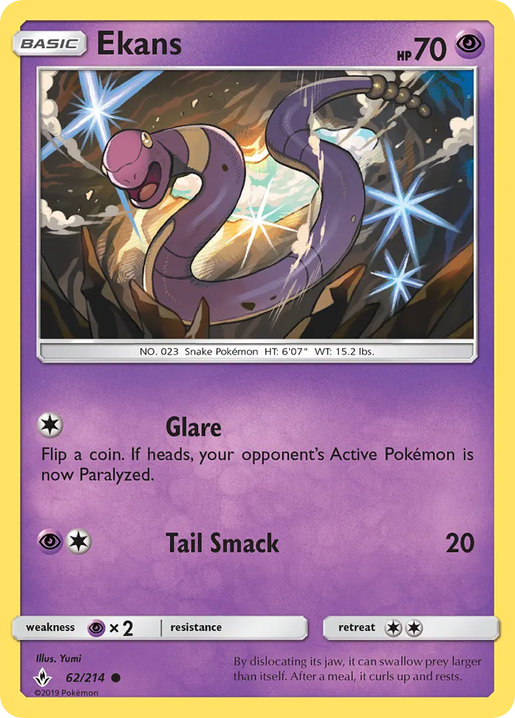 Ekans — Unbroken Bonds 62 Pokémon card