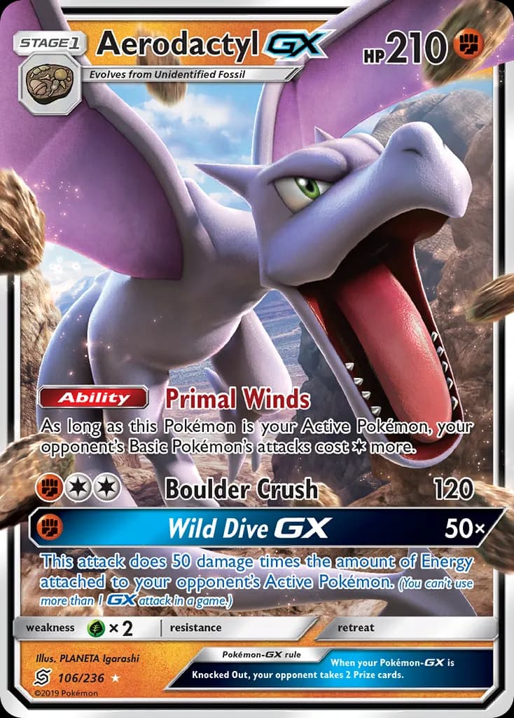 Aerodactyl-GX — Unified Minds 106 Pokémon card
