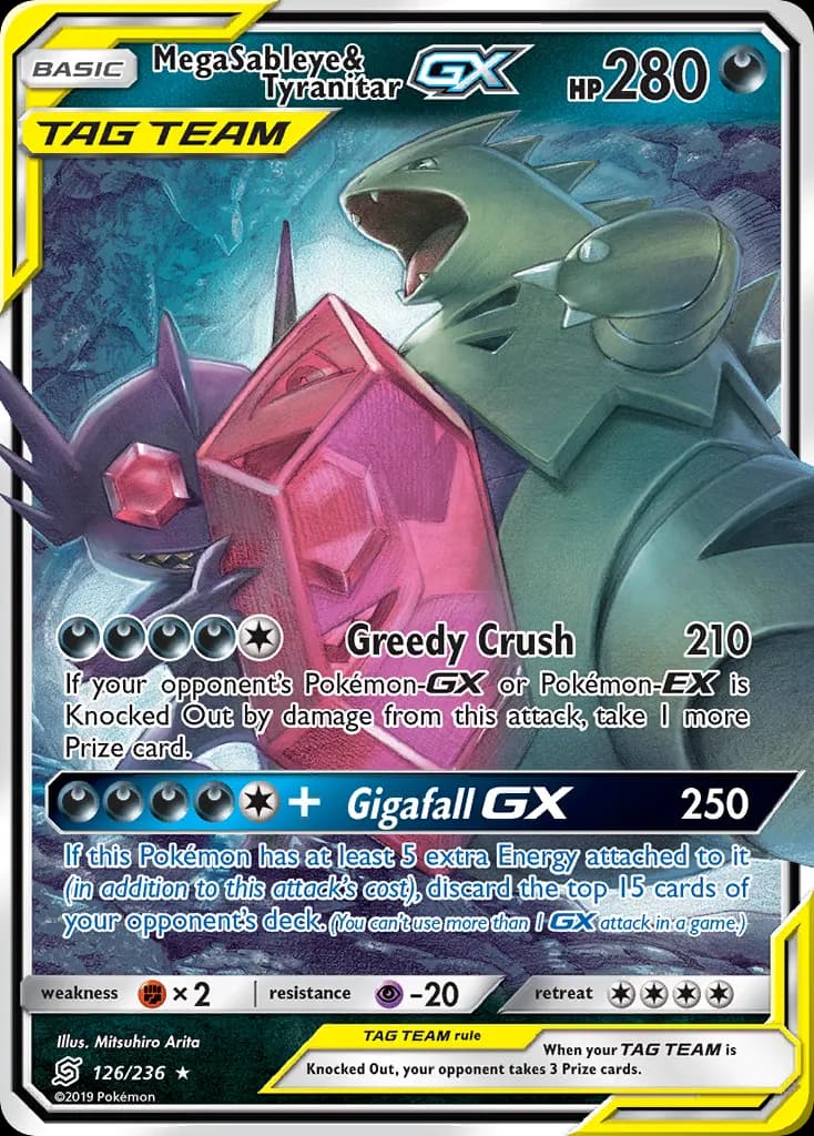 Mega Sableye & Tyranitar-GX — Unified Minds 126 Pokémon card