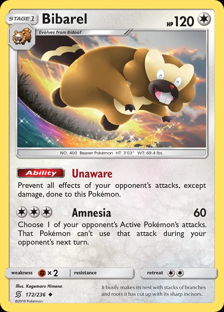 Bibarel — Unified Minds 172 Pokémon card