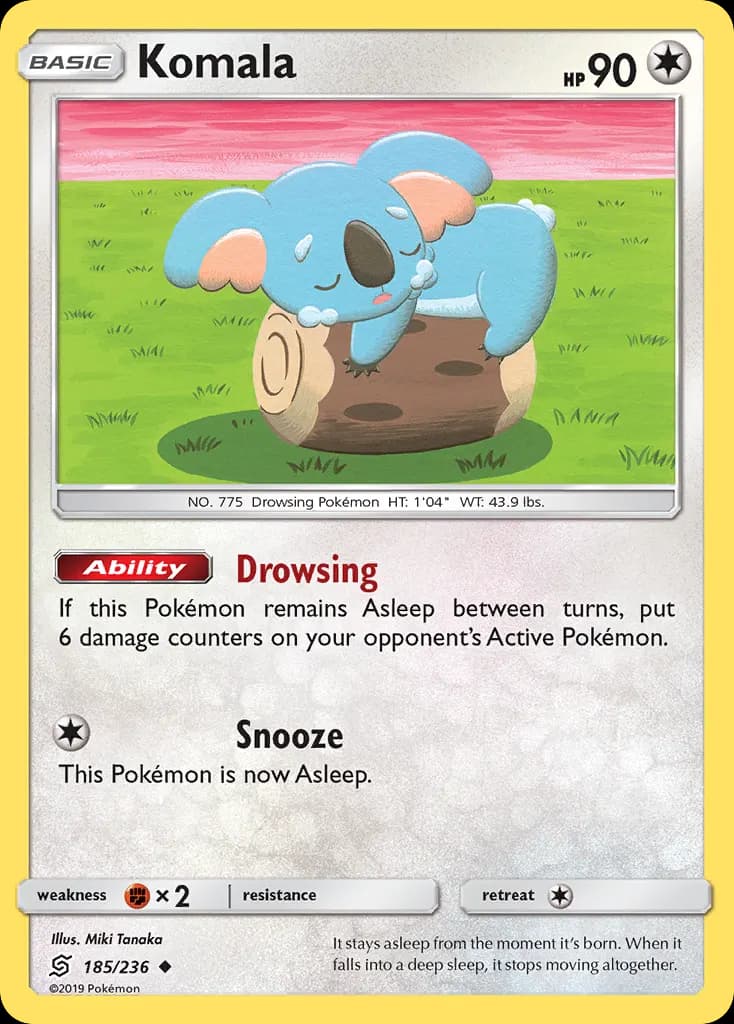 Komala — Unified Minds 185 Pokémon card
