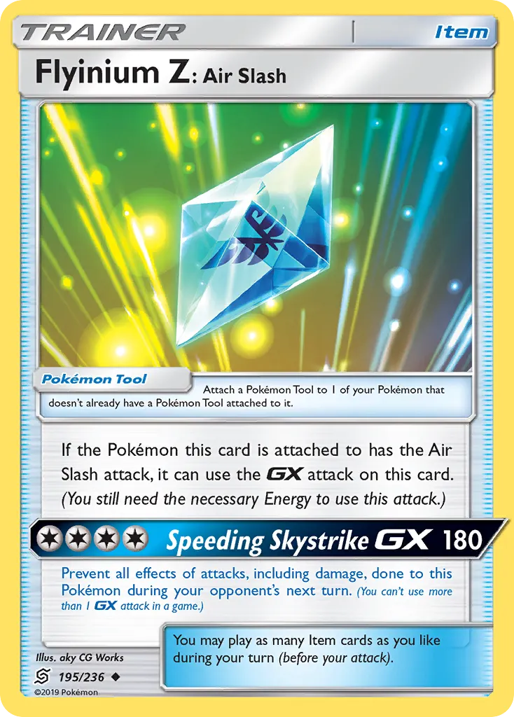 Flyinium Z: Air Slash — Unified Minds 195 Pokémon card