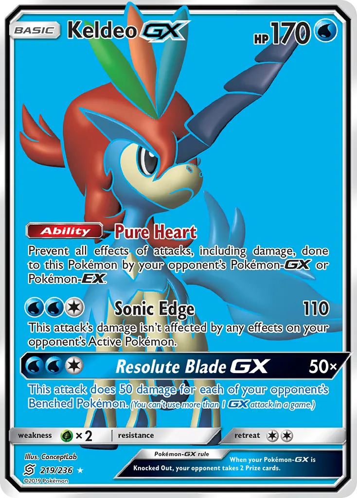 Keldeo-GX — Unified Minds 219 Pokémon card