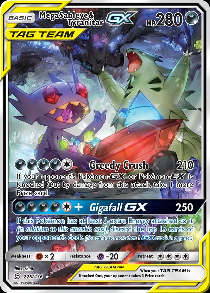 Mega Sableye & Tyranitar-GX — Unified Minds 226 Pokémon card