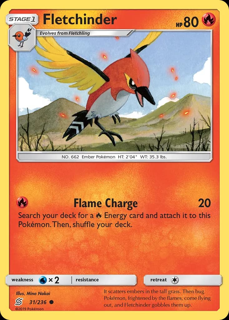 Fletchinder — Unified Minds 31 Pokémon card