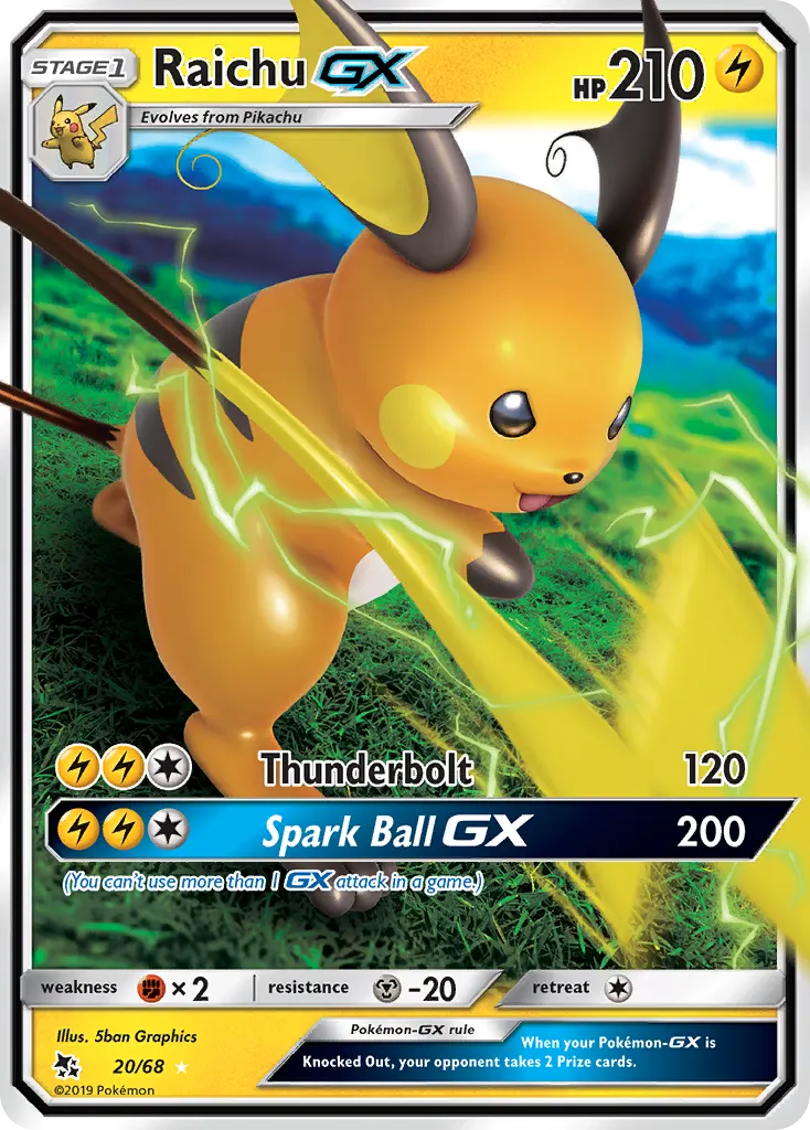 Raichu-GX — Hidden Fates 20 Pokémon card