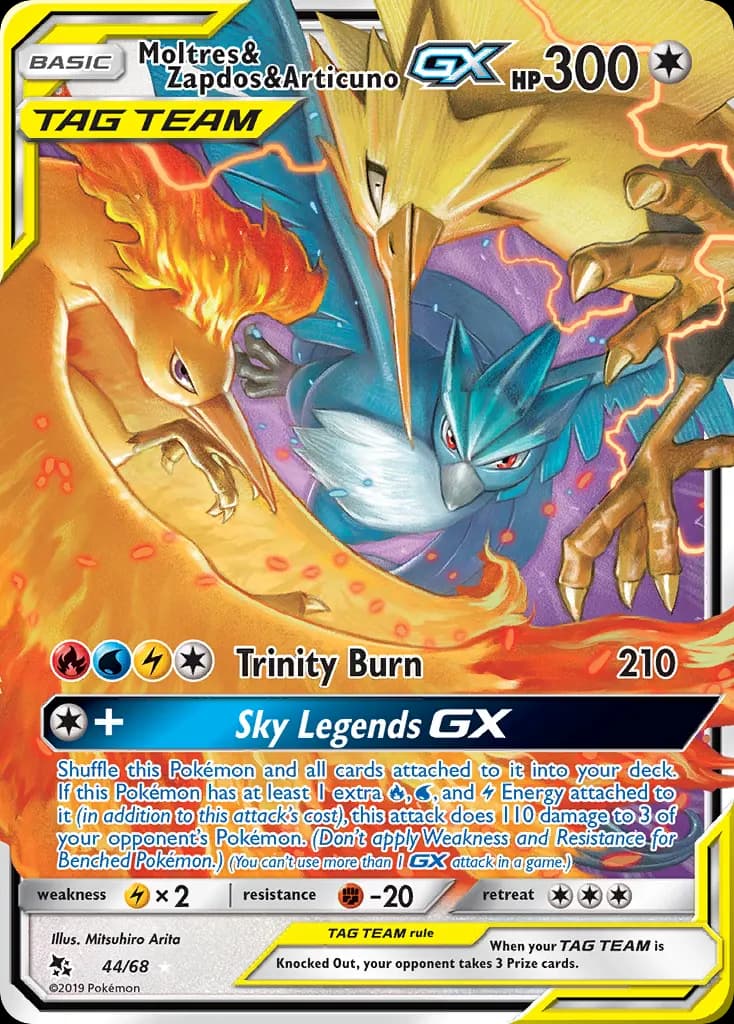 Moltres & Zapdos & Articuno-GX — Hidden Fates 44 Pokémon card