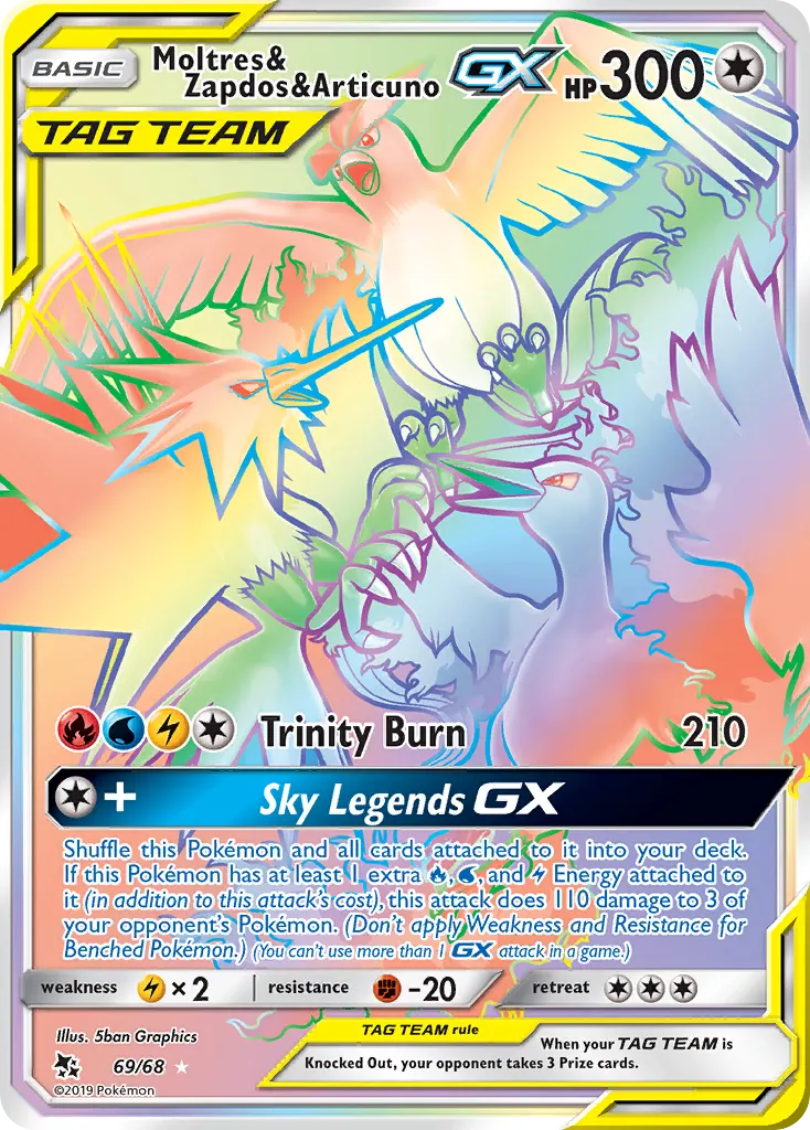 Moltres & Zapdos & Articuno-GX — Hidden Fates 69 Pokémon card
