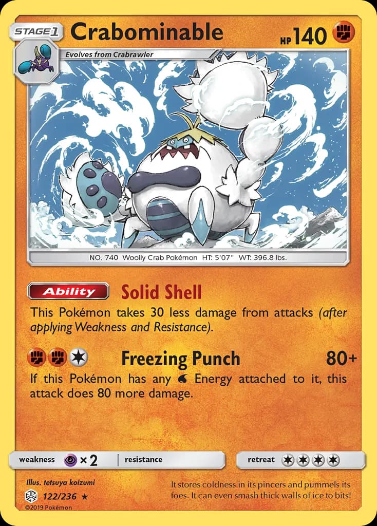 Crabominable — Cosmic Eclipse 122 Pokémon card
