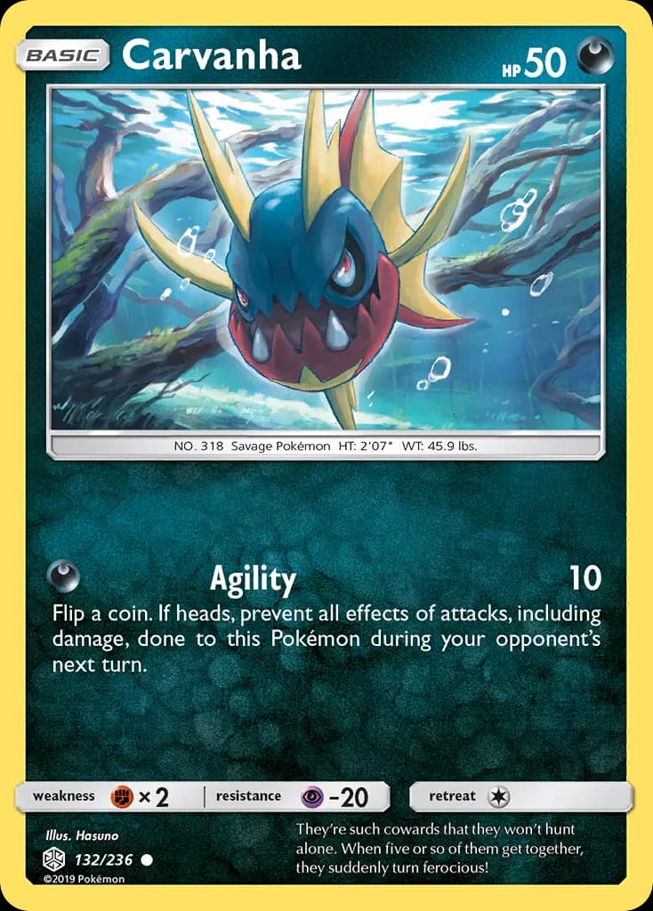 Carvanha — Cosmic Eclipse 132 Pokémon card