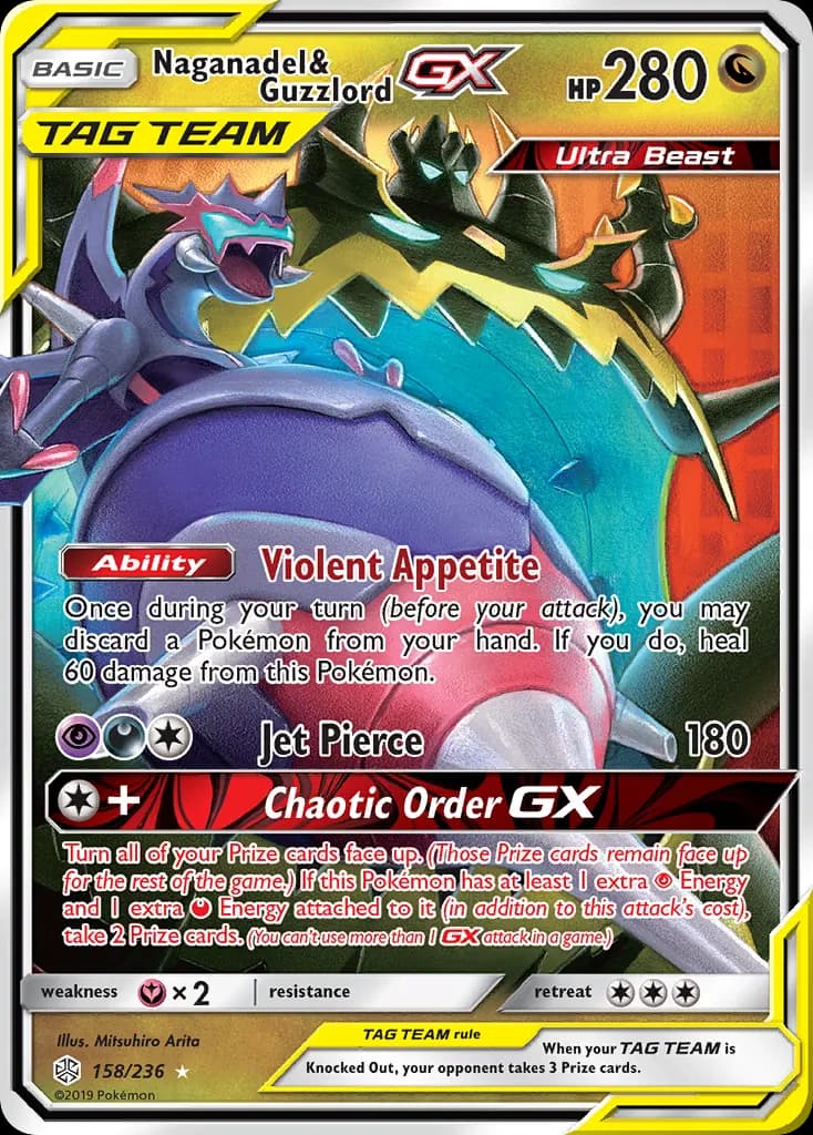 Naganadel & Guzzlord-GX — Cosmic Eclipse 158 Pokémon card