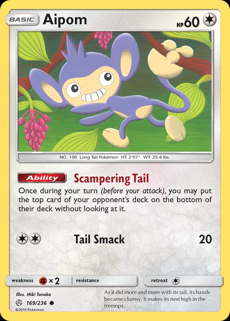 Aipom — Cosmic Eclipse 169 Pokémon card