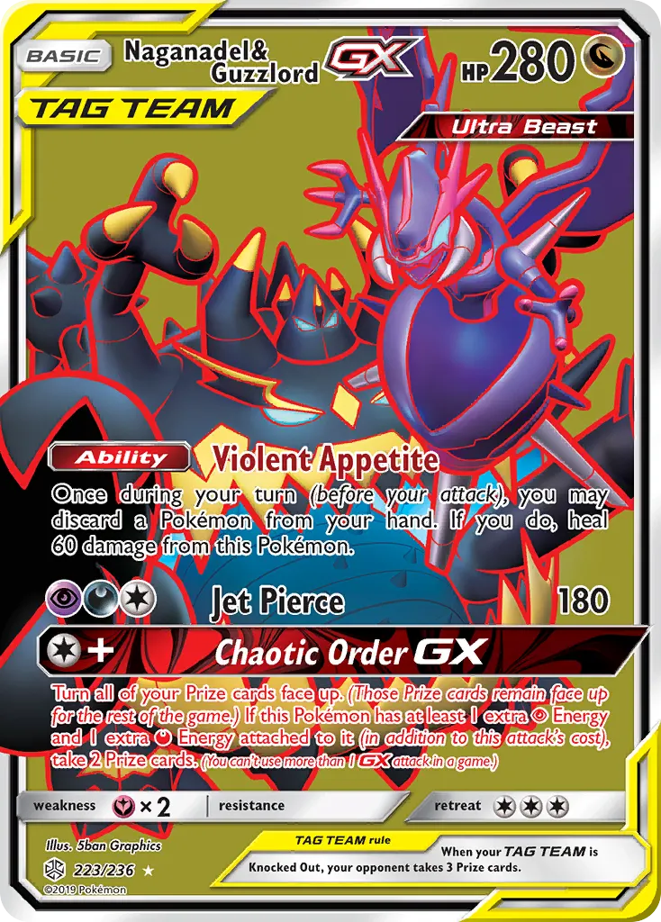 Naganadel & Guzzlord-GX — Cosmic Eclipse 223 Pokémon card