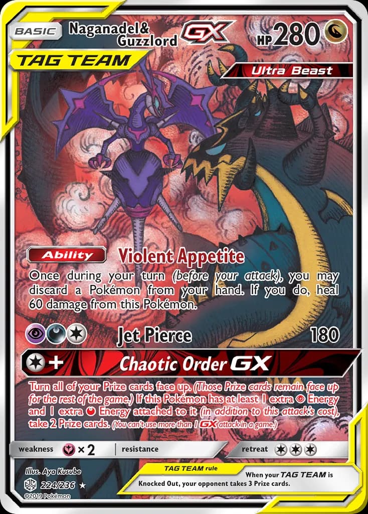 Naganadel & Guzzlord-GX — Cosmic Eclipse 224 Pokémon card