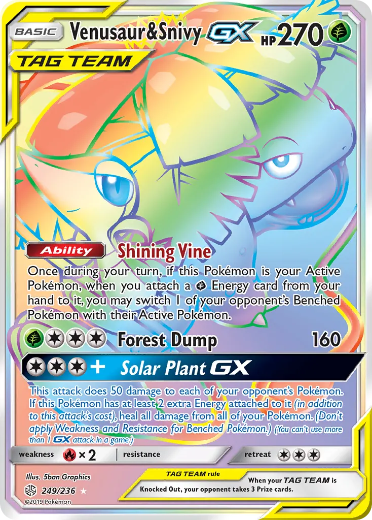 Venusaur & Snivy-GX — Cosmic Eclipse 249 Pokémon card