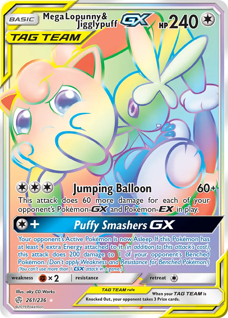 Mega Lopunny & Jigglypuff-GX — Cosmic Eclipse 261 Pokémon card