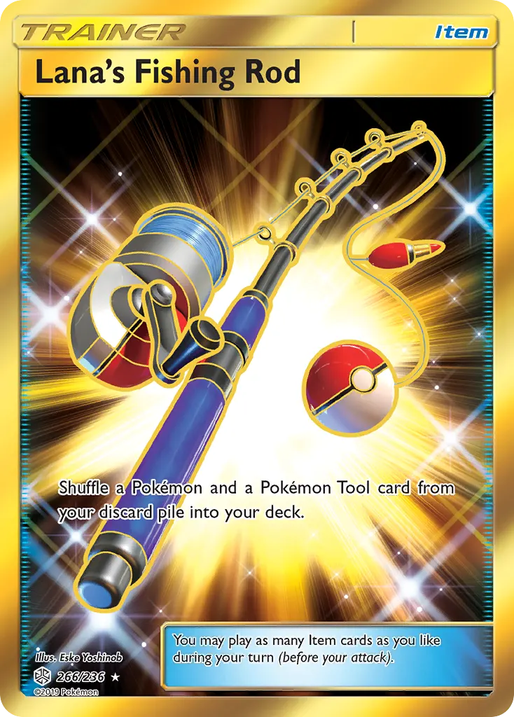 Lana's Fishing Rod — Cosmic Eclipse 266 Pokémon card