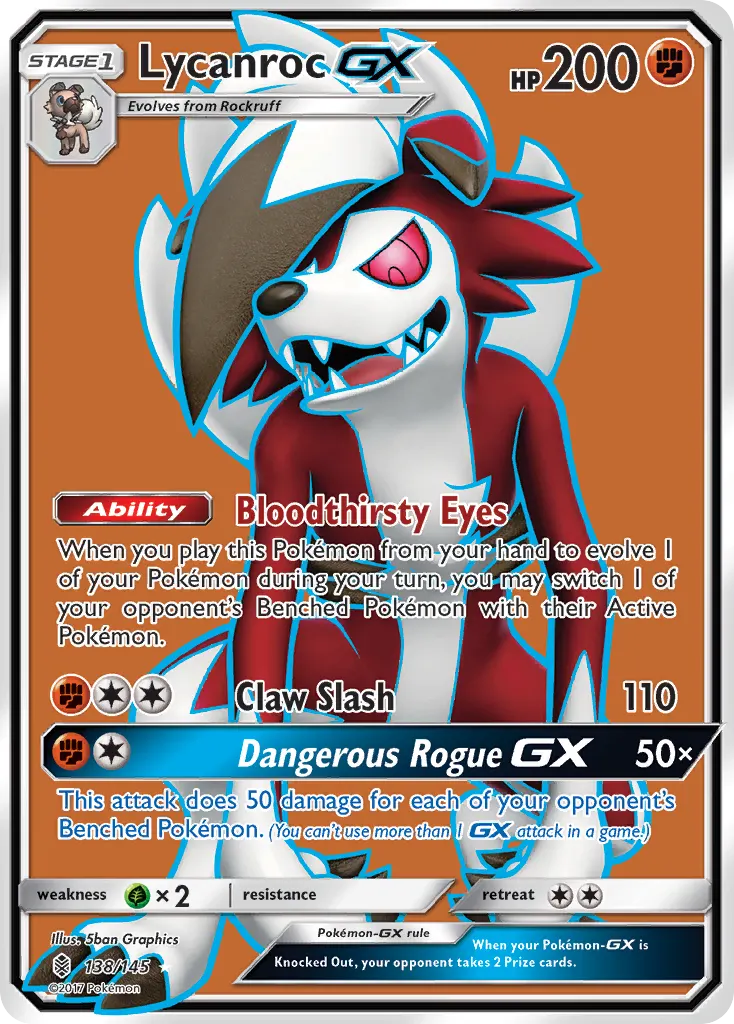 Lycanroc-GX — Guardians Rising 138 Pokémon card