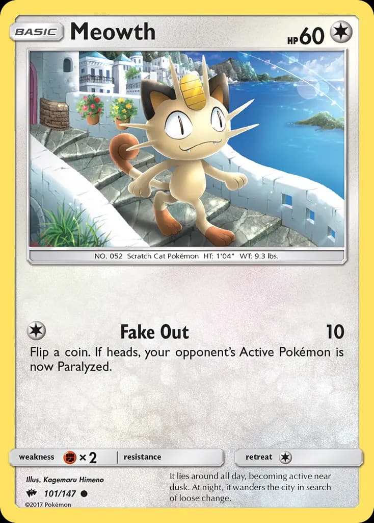 Meowth — Burning Shadows 101 Pokémon card