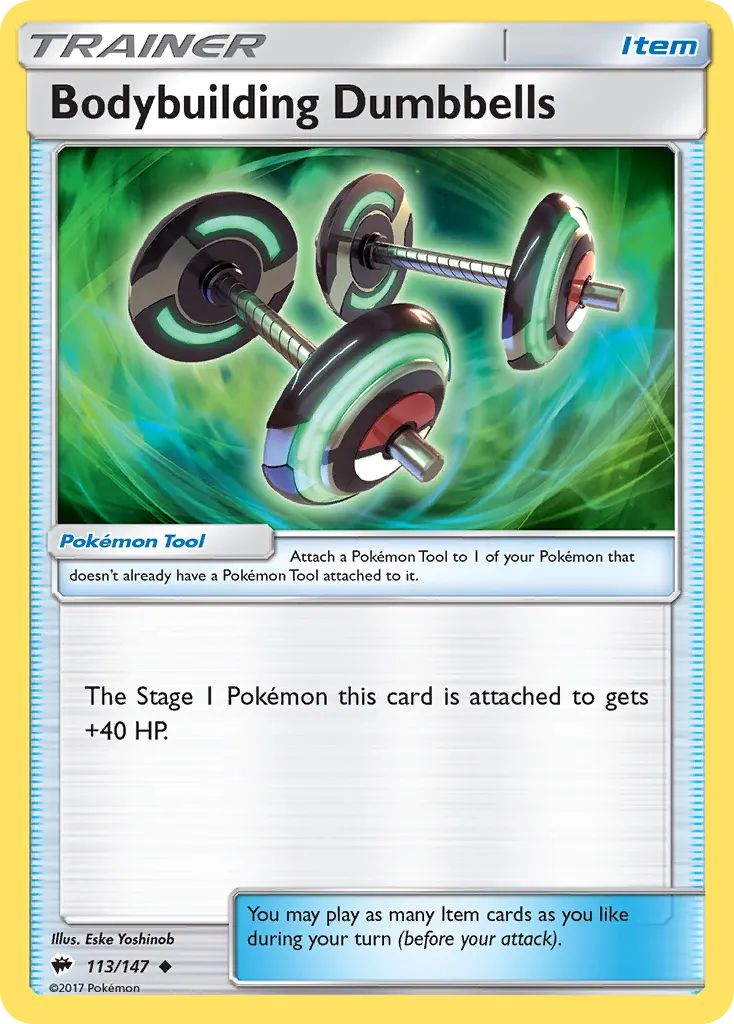 Bodybuilding Dumbbells — Burning Shadows 113 Pokémon card