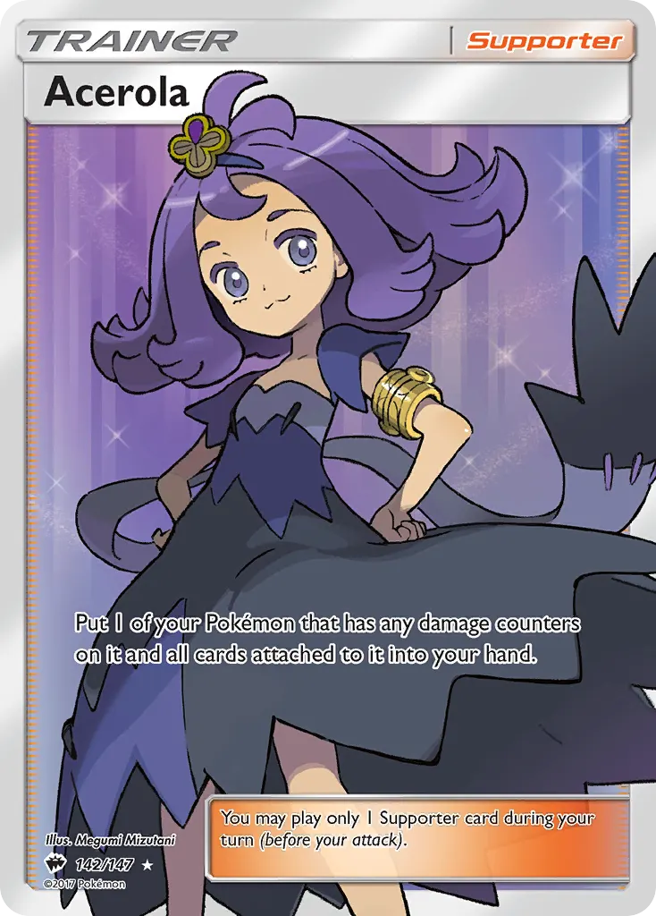 Acerola — Burning Shadows 142 Pokémon card