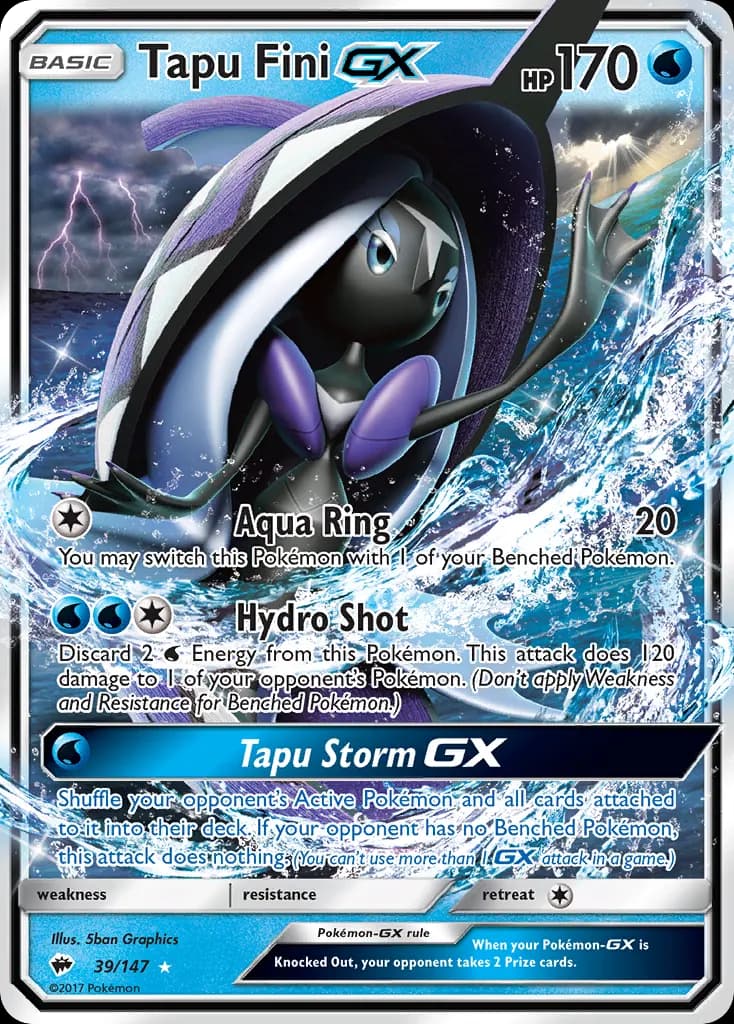 Tapu Fini-GX — Burning Shadows 39 Pokémon card