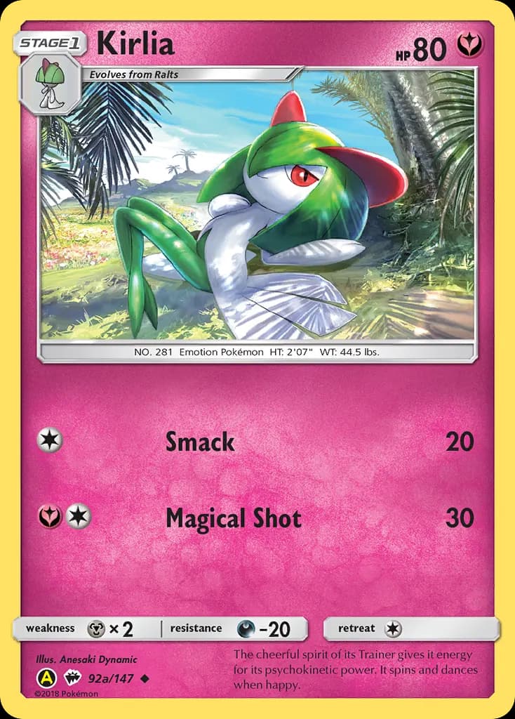 Kirlia — Burning Shadows 92a Pokémon card