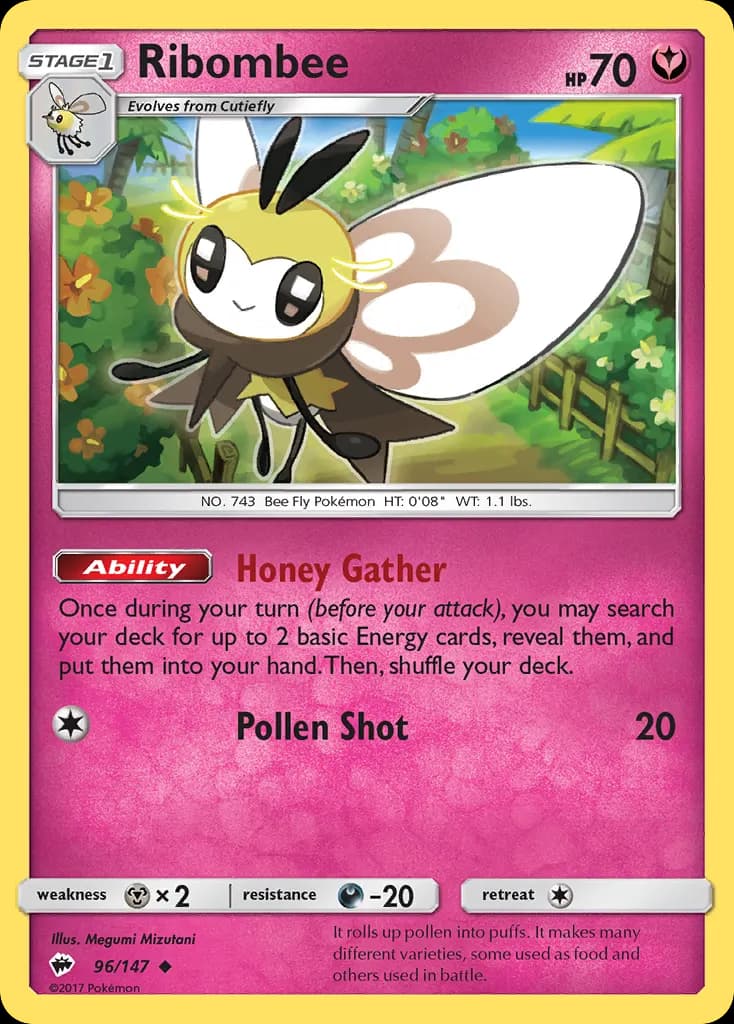 Ribombee — Burning Shadows 96 Pokémon card