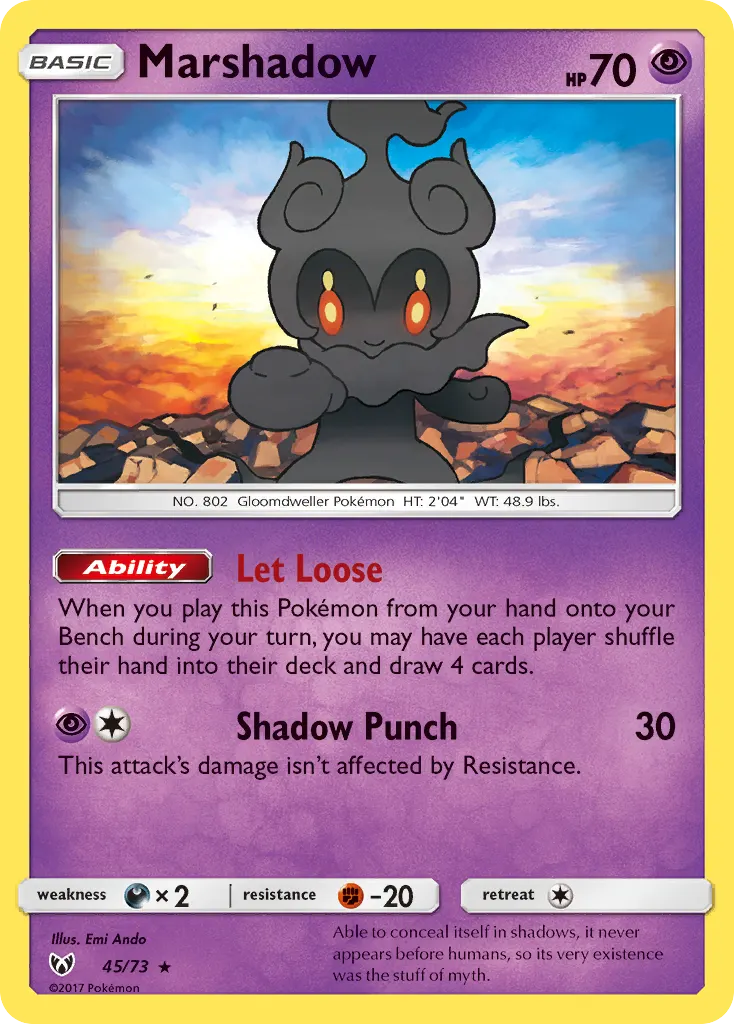 Marshadow — Shining Legends 45 Pokémon card