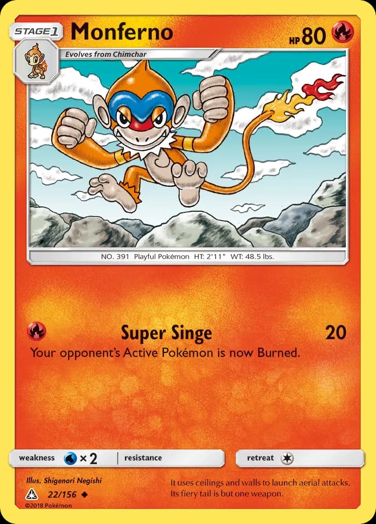 Monferno — Ultra Prism 22 Pokémon card