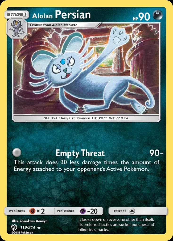 Alolan Persian — Lost Thunder 119 Pokémon card