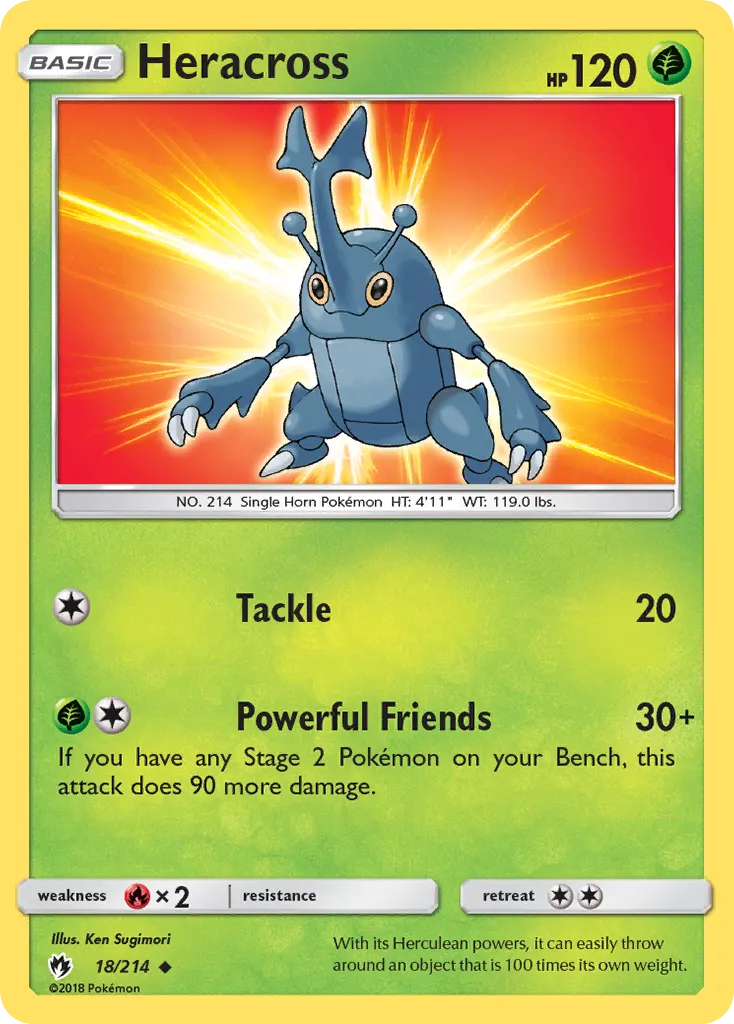 Heracross — Lost Thunder 18 Pokémon card