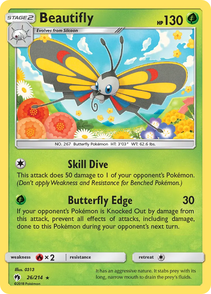 Beautifly — Lost Thunder 26 Pokémon card