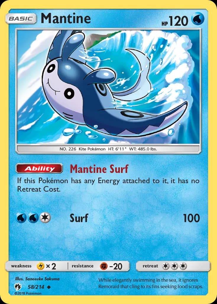 Mantine — Lost Thunder 58 Pokémon card