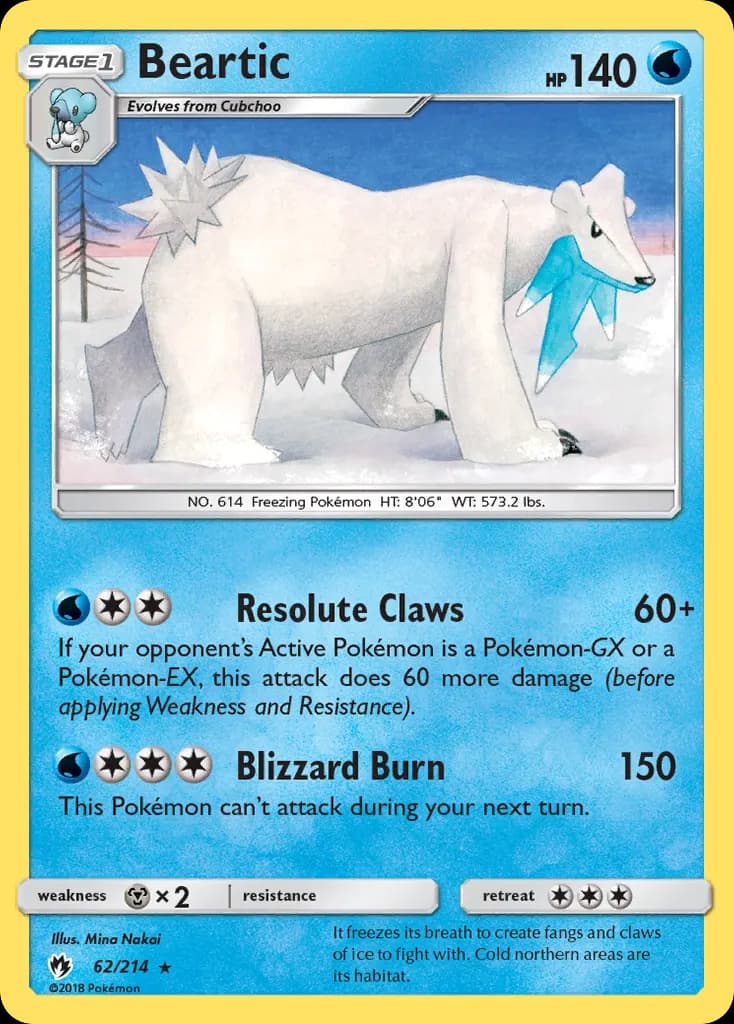 Beartic — Lost Thunder 62 Pokémon card