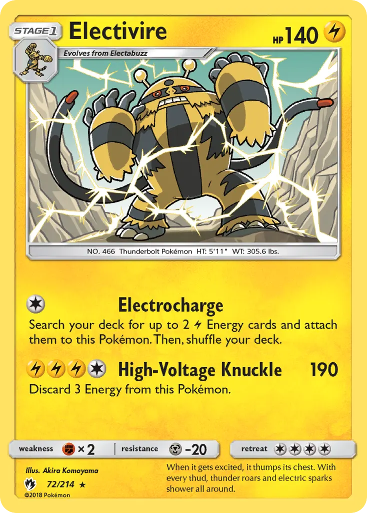 Electivire — Lost Thunder 72 Pokémon card