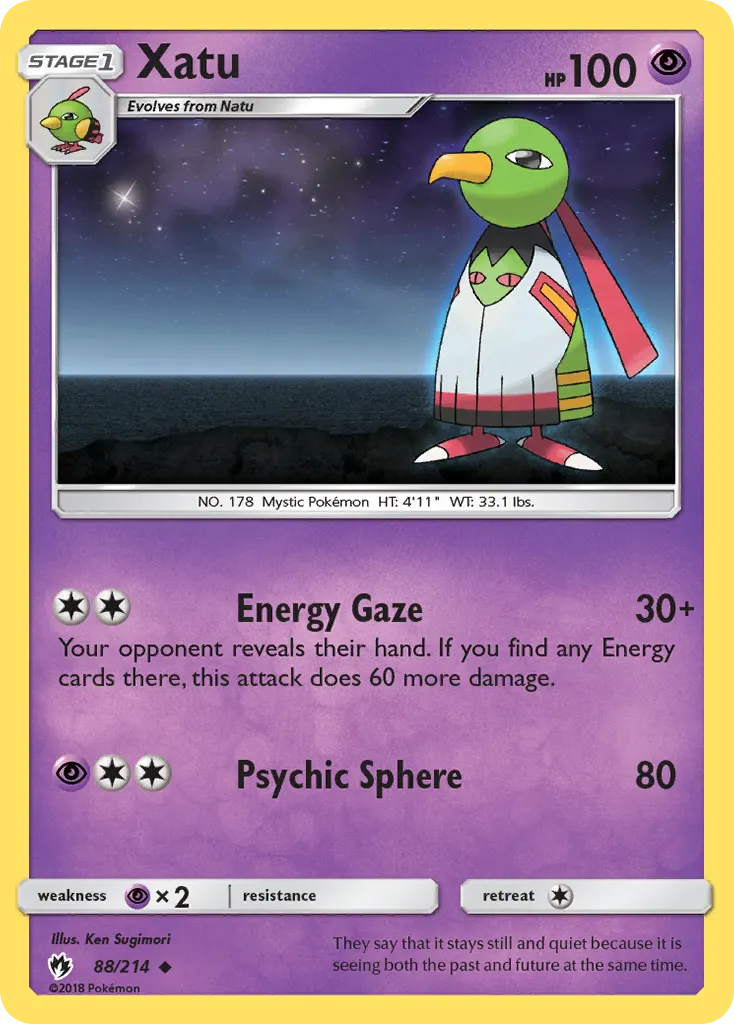 Xatu — Lost Thunder 88 Pokémon card