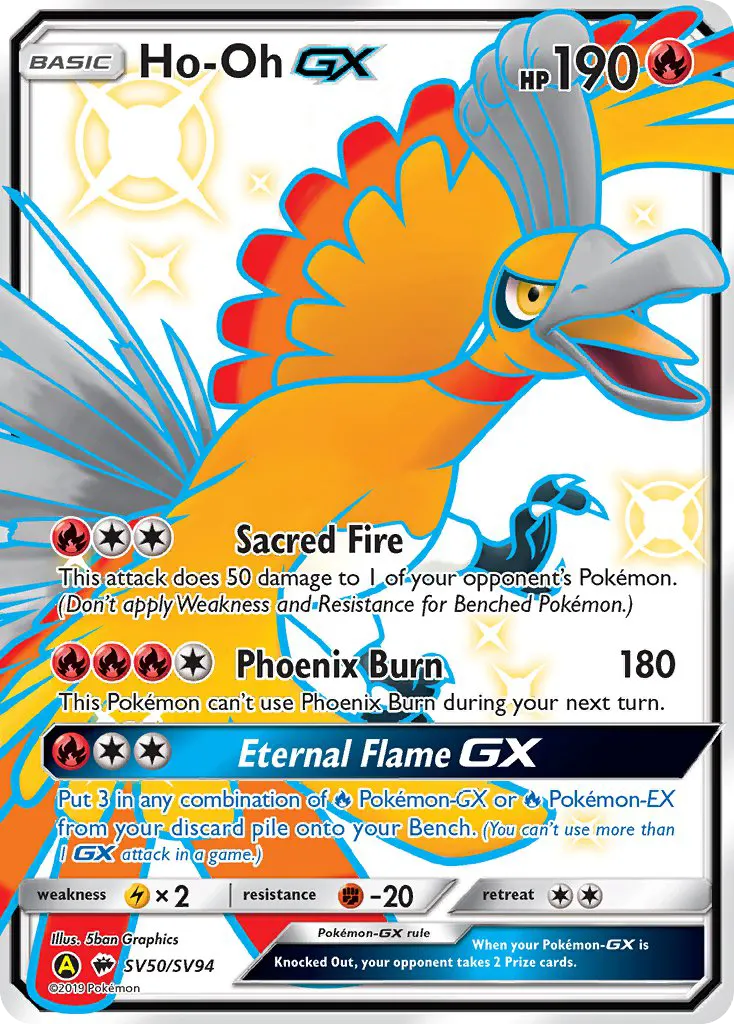 Ho-Oh-GX — Verborgenes Schicksal Glitzer-Tresor SV50 German Pokémon card