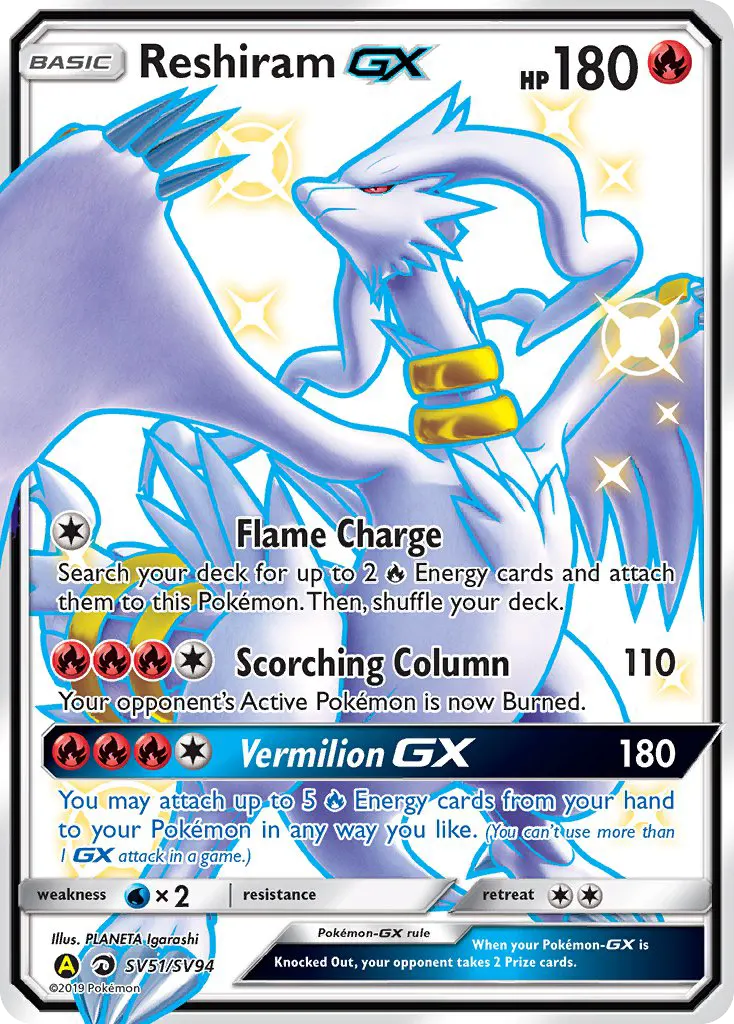 Reshiram-GX — Destinées Occultes Coffre Étincelant SV51 French Pokémon card