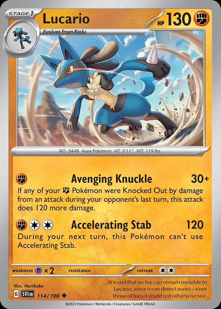 Lucario — Scarlet & Violet 114 Pokémon card