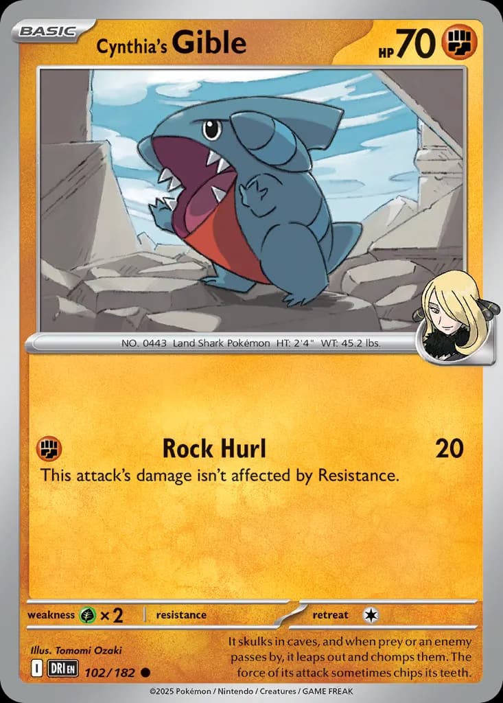 Cynthia's Gible — Destined Rivals 102 Pokémon card