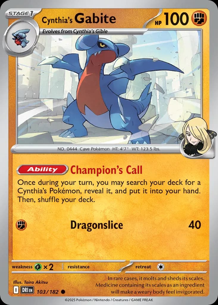 Cynthia's Gabite — Destined Rivals 103 Pokémon card