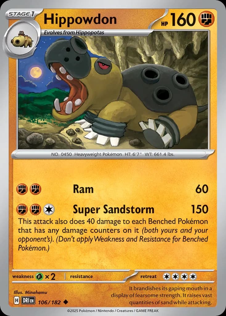 Hippowdon — Destined Rivals 106 Pokémon card